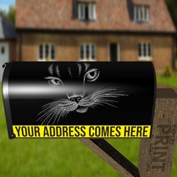 Black Cat Face Decorative Curbside Farm Mailbox Cover