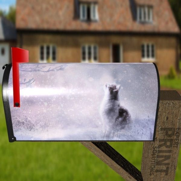 Kitten and the First Snow Decorative Curbside Farm Mailbox Cover