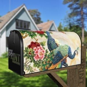 Beautiful Peacock Couple #2 Decorative Curbside Farm Mailbox Cover