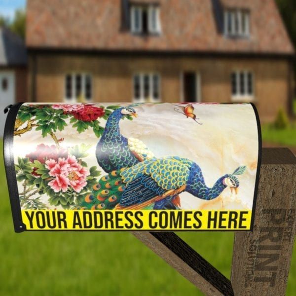 Beautiful Peacock Couple #2 Decorative Curbside Farm Mailbox Cover