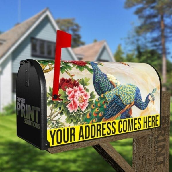 Beautiful Peacock Couple #2 Decorative Curbside Farm Mailbox Cover