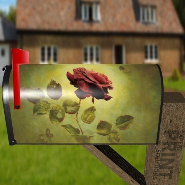 Beautiful Red Rose in a Vase Decorative Curbside Farm Mailbox Cover