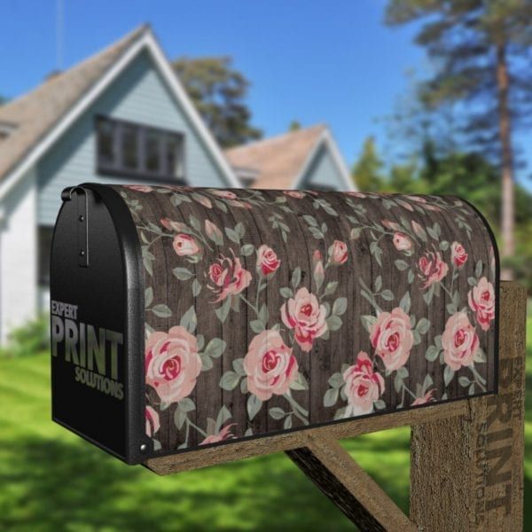 Rustic Flowers on Wood Pattern #4 Decorative Curbside Farm Mailbox Cover