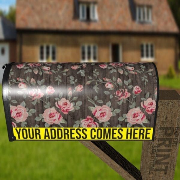Rustic Flowers on Wood Pattern #4 Decorative Curbside Farm Mailbox Cover