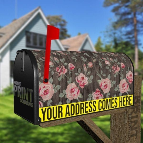 Rustic Flowers on Wood Pattern #4 Decorative Curbside Farm Mailbox Cover