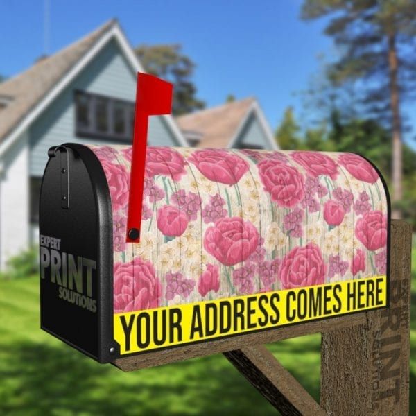 Rustic Flowers on Wood Pattern #5 Decorative Curbside Farm Mailbox Cover