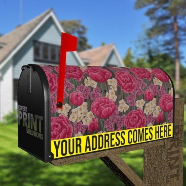 Rustic Flowers on Wood Pattern #6 Decorative Curbside Farm Mailbox Cover