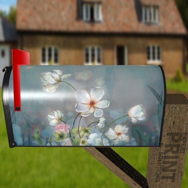 Cute Little White Flowers Decorative Curbside Farm Mailbox Cover