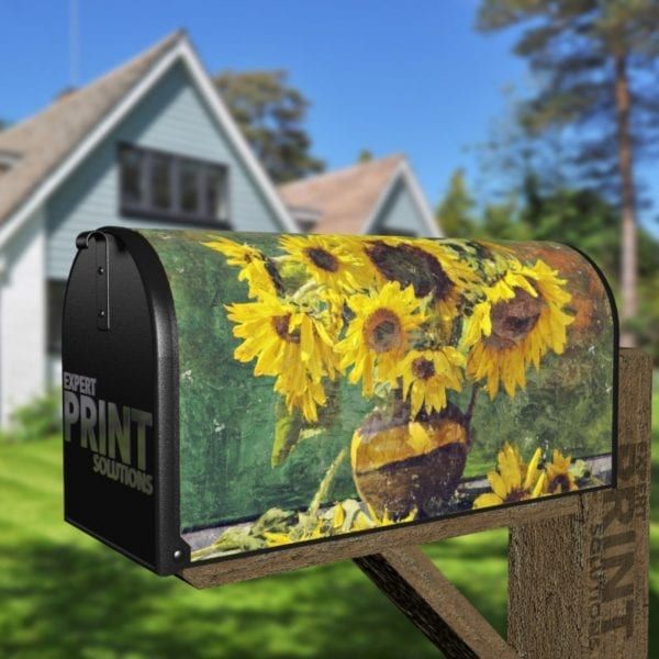 Sunflowers in the Table Decorative Curbside Farm Mailbox Cover