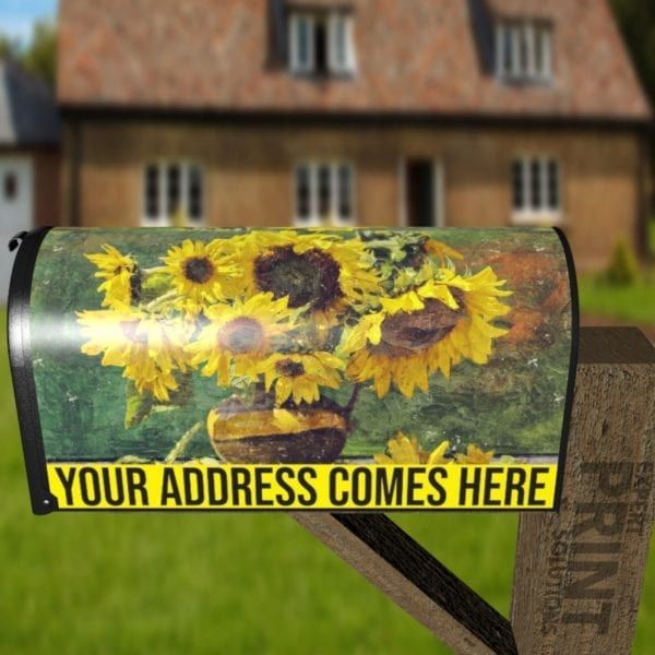 Sunflowers in the Table Decorative Curbside Farm Mailbox Cover