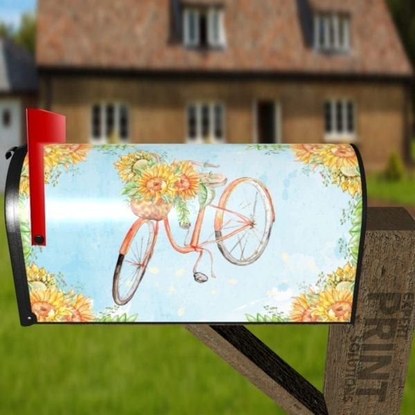 Sunflower Bicycle Decorative Curbside Farm Mailbox Cover