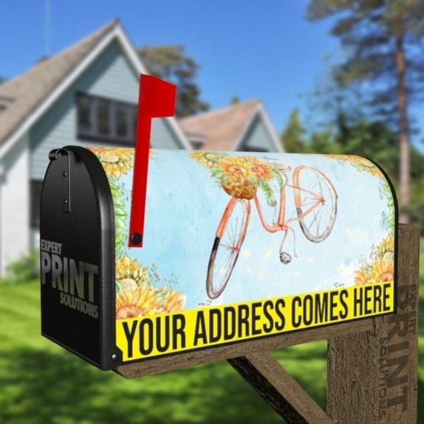 Sunflower Bicycle Decorative Curbside Farm Mailbox Cover