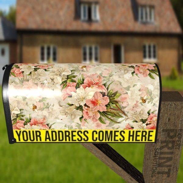 Pink and White Victorian Lilies Decorative Curbside Farm Mailbox Cover