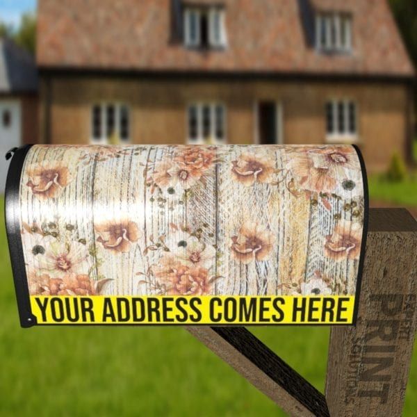 Flowers on Wood Pattern #1 Decorative Curbside Farm Mailbox Cover