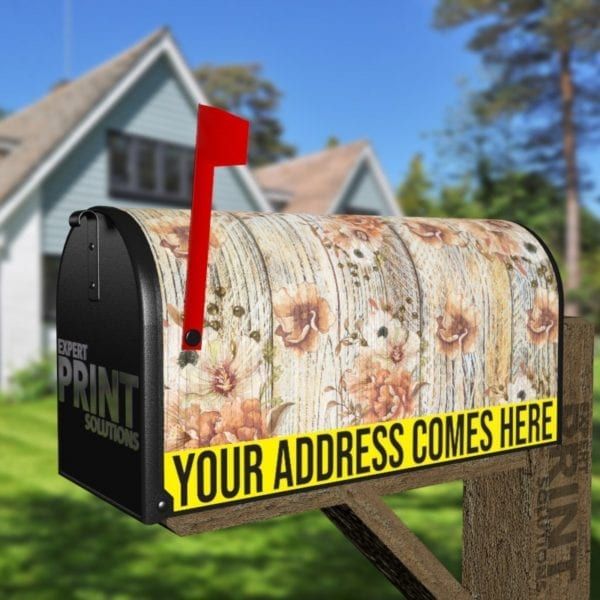 Flowers on Wood Pattern #1 Decorative Curbside Farm Mailbox Cover