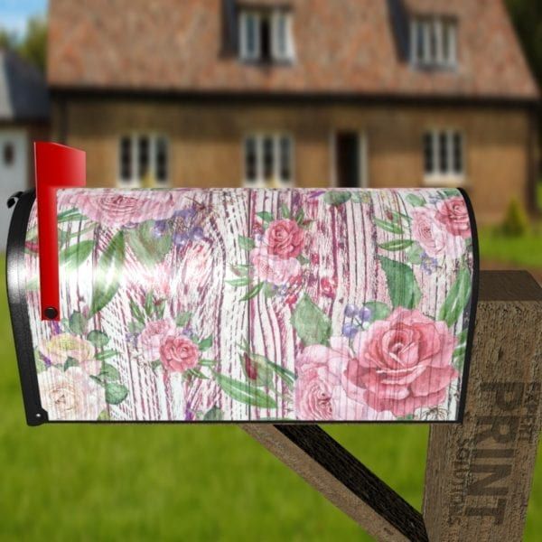 Flowers on Wood Pattern #2 Decorative Curbside Farm Mailbox Cover