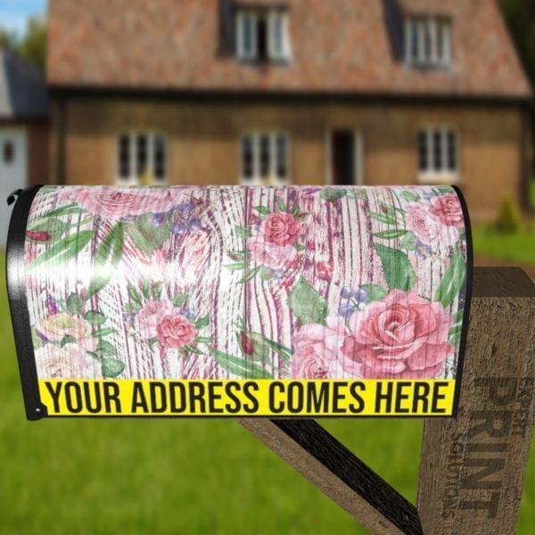 Flowers on Wood Pattern #2 Decorative Curbside Farm Mailbox Cover