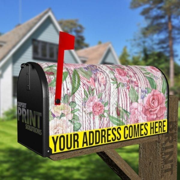 Flowers on Wood Pattern #2 Decorative Curbside Farm Mailbox Cover