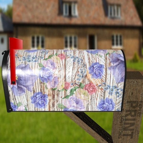 Flowers on Wood Pattern #3 Decorative Curbside Farm Mailbox Cover