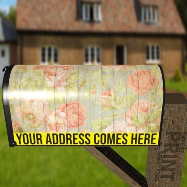 Flowers on Wood Pattern #7 Decorative Curbside Farm Mailbox Cover