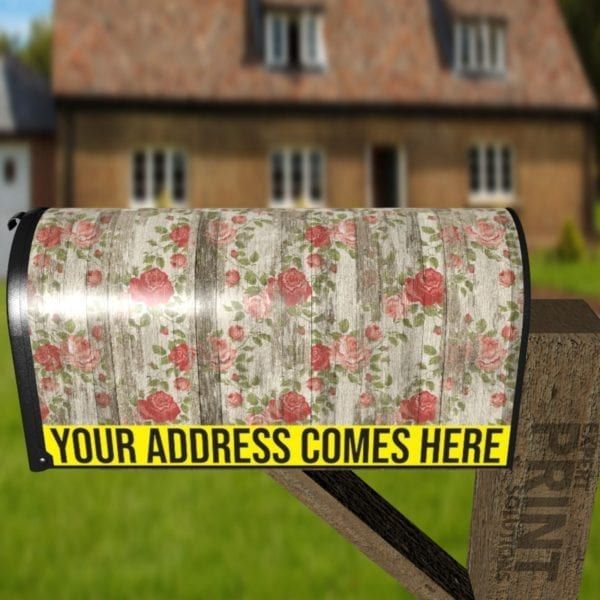 Flowers on Wood Pattern #8 Decorative Curbside Farm Mailbox Cover