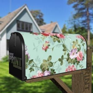 Garden Roses on Green Background Decorative Curbside Farm Mailbox Cover