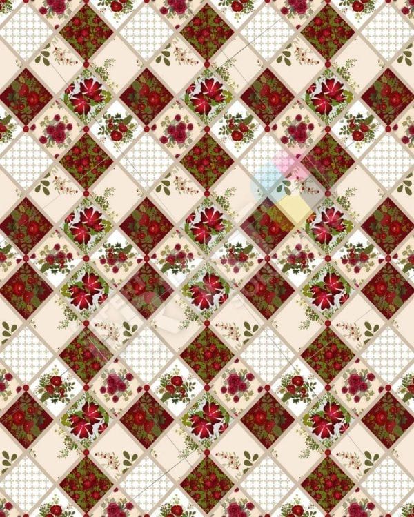 Folk Patchwork Quilt Pattern with Flowers #1 Decorative Curbside Farm Mailbox Cover