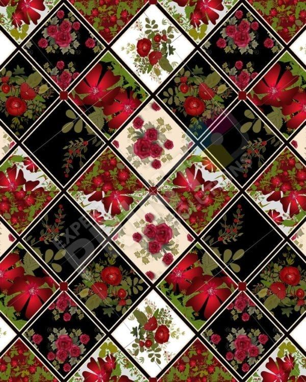 Folk Patchwork Quilt Pattern with Flowers #2 Decorative Curbside Farm Mailbox Cover