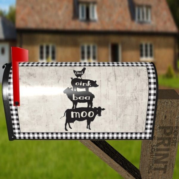 Farmhouse Stacked Animals Decorative Curbside Farm Mailbox Cover