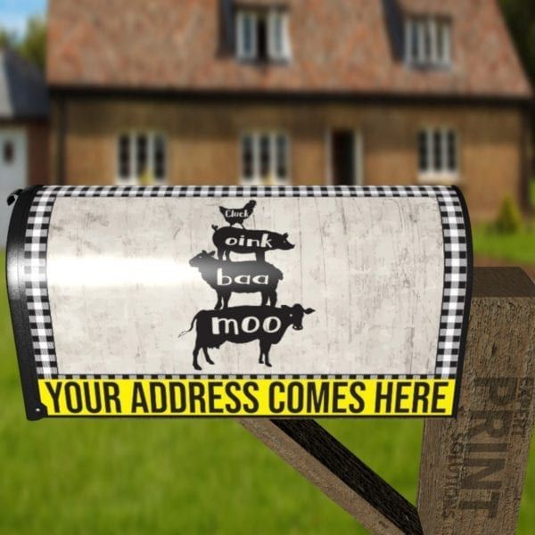 Farmhouse Stacked Animals Decorative Curbside Farm Mailbox Cover