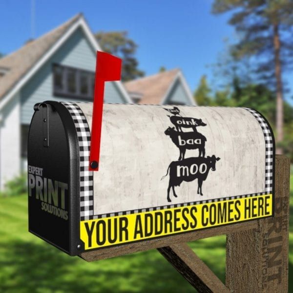 Farmhouse Stacked Animals Decorative Curbside Farm Mailbox Cover