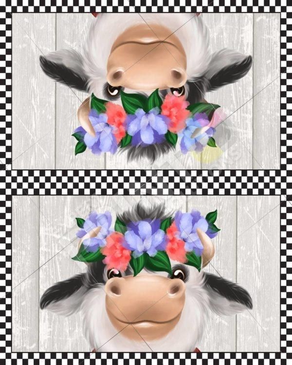 Cute Farmhouse Cow with Flower Wreath Decorative Curbside Farm Mailbox Cover