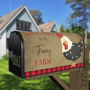 Welcome to the Funny Farm Rooster Decorative Curbside Farm Mailbox Cover