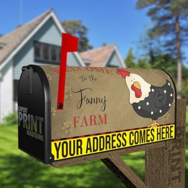 Welcome to the Funny Farm Rooster Decorative Curbside Farm Mailbox Cover
