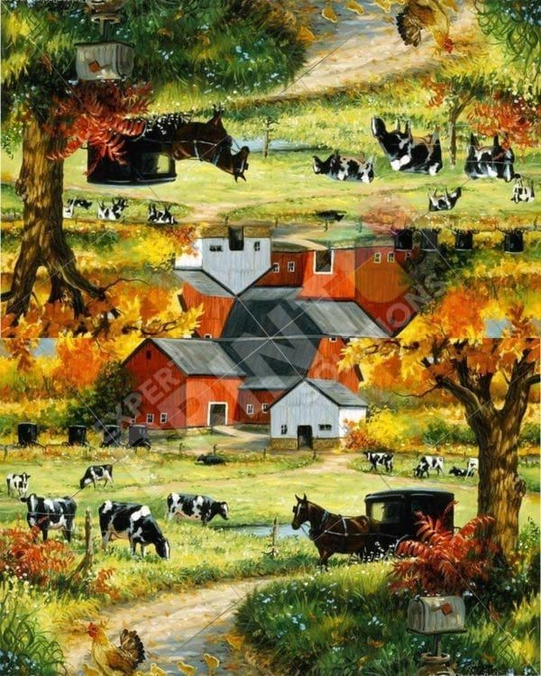 Old Farmhouse and Animals Decorative Curbside Farm Mailbox Cover