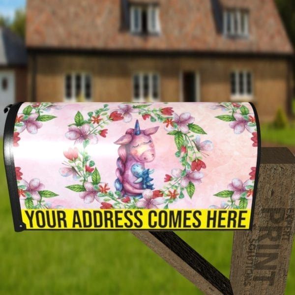 Unicorn Baby with Mom Decorative Curbside Farm Mailbox Cover