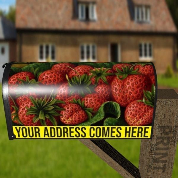 Red Juice Strawberries Decorative Curbside Farm Mailbox Cover