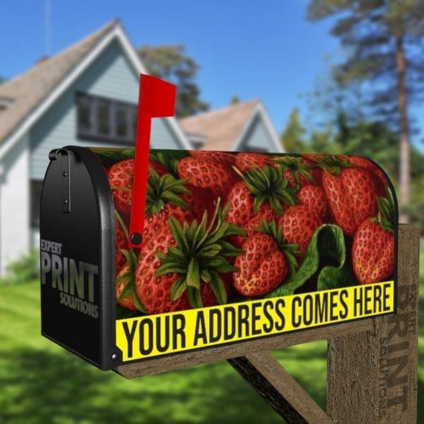 Red Juice Strawberries Decorative Curbside Farm Mailbox Cover