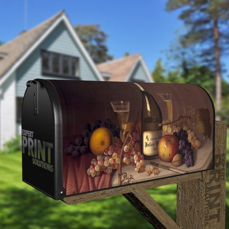 Still Life with Fruit and Champagne Decorative Curbside Farm Mailbox Cover