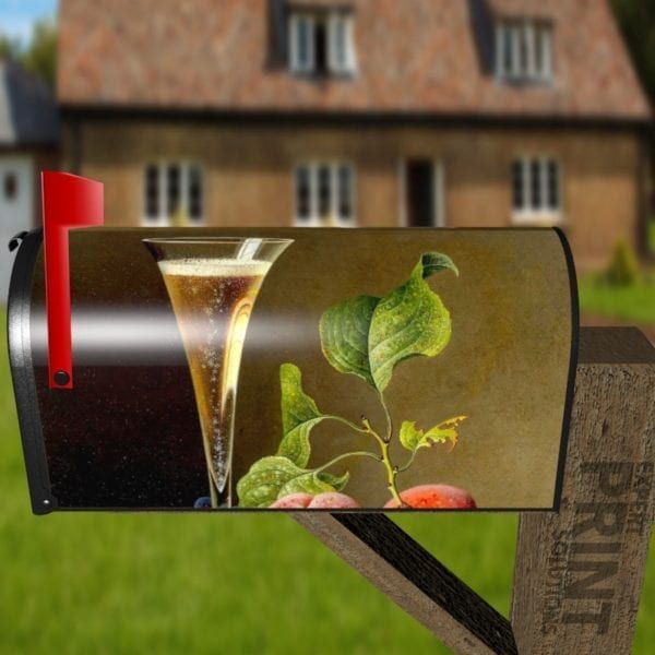 Still Life with Champagne Flute Decorative Curbside Farm Mailbox Cover