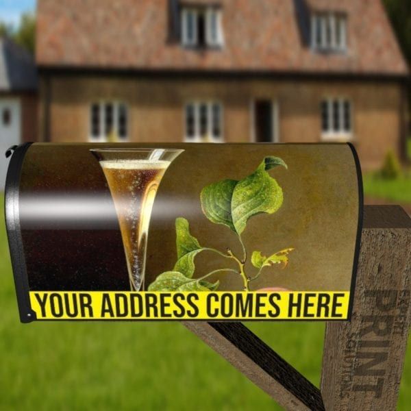 Still Life with Champagne Flute Decorative Curbside Farm Mailbox Cover