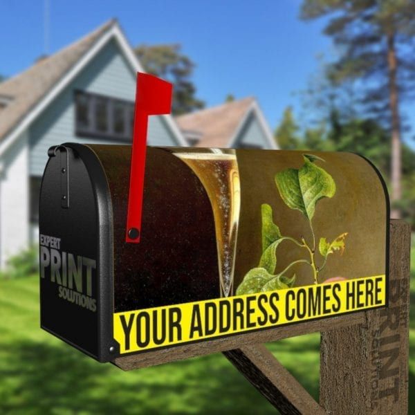 Still Life with Champagne Flute Decorative Curbside Farm Mailbox Cover
