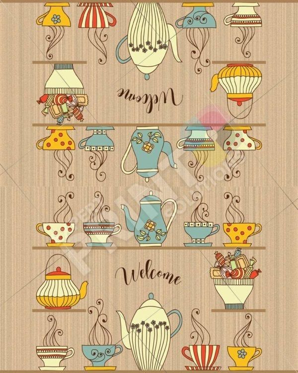 Colorful Teacups Decorative Curbside Farm Mailbox Cover
