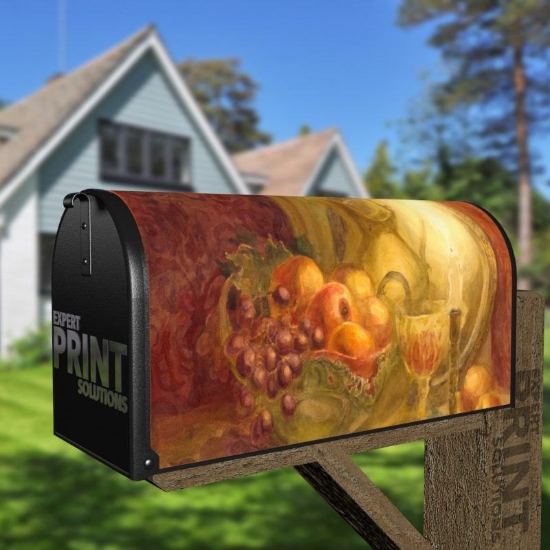 Still Life with Grapes, Wine and Roses Decorative Curbside Farm Mailbox Cover