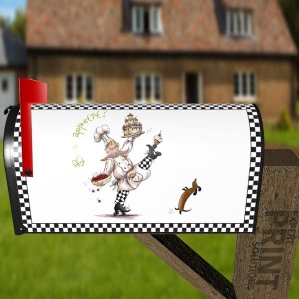 Cute French Chef with a Dachshund #1 Decorative Curbside Farm Mailbox Cover