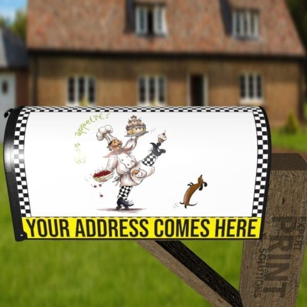 Cute French Chef with a Dachshund #1 Decorative Curbside Farm Mailbox Cover