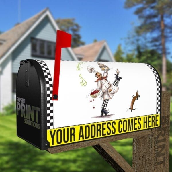 Cute French Chef with a Dachshund #1 Decorative Curbside Farm Mailbox Cover