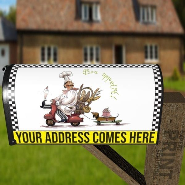 Cute French Chef with a Dachshund #2 Decorative Curbside Farm Mailbox Cover