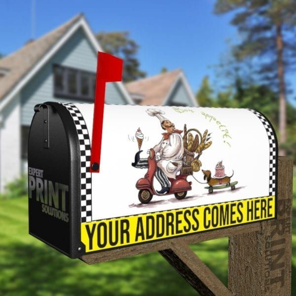 Cute French Chef with a Dachshund #2 Decorative Curbside Farm Mailbox Cover