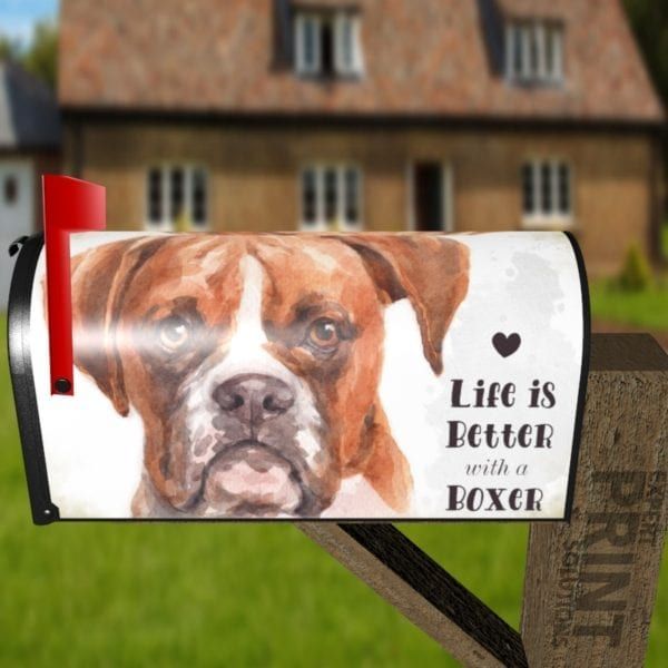 Life is Better with a Boxer Decorative Curbside Farm Mailbox Cover